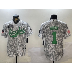 Men Philadelphia Eagles 1 Jalen Hurts Arctic Camo Salute To Service Limited Stitched Jersey