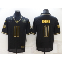 Men Philadelphia Eagles 11 A J Brown Black Gold Salute To Service Limited Stitched jerseyy