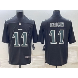 Men Philadelphia Eagles 11 A J  Brown Black Green Vapor Untouchable Limited Stitched Jersey