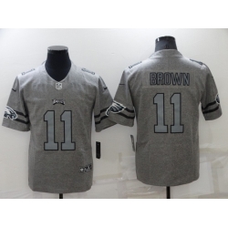 Men Philadelphia Eagles 11 A J Brown Gray Gridiron Team Logo Limited Stitched jersey