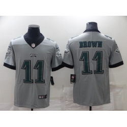 Men Philadelphia Eagles 11 A J Brown Grey Vapor Untouchable Limited Stitched jersey