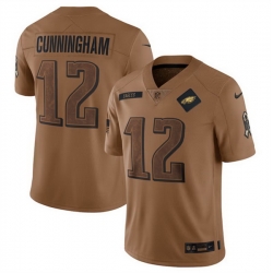 Men Philadelphia Eagles 12 Randall Cunningham 2023 Brown Salute To Service Limited Stitched Football Jersey