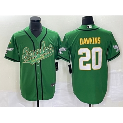 Men Philadelphia Eagles 20 Brian Dawkins Green Gold Cool Base Stitched Baseball Jersey