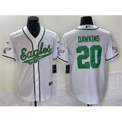 Men Philadelphia Eagles 20 Brian Dawkins White Cool Base Stitched Baseball Jersey