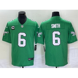 Men Philadelphia Eagles 6 DeVonta Smith Green Vapor Limited With C Patch Stitched Football Jersey