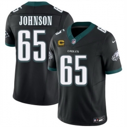Men Philadelphia Eagles  65 Lane Johnson Black 2026 F U S E  4 Star C Patch Vapor Untouchable Limited Throwback Stitched Football Jersey
