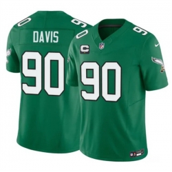 Men Philadelphia Eagles  90 Jordan Davis Kelly Green 2026 F U S E  1 Star C Patch Throwback Vapor Untouchable Limited Stitched Football Jersey