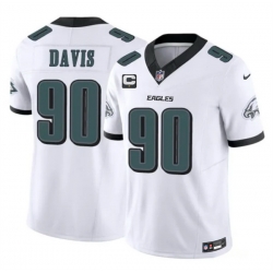 Men Philadelphia Eagles  90 Jordan Davis White 2025 F U S E  1 Star C Patch Vapor Untouchable Limited Stitched Football Jersey