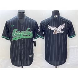 Men Philadelphia Eagles Black Team Big Logo Cool Base Stitched Baseball Jerseys