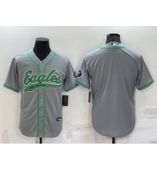 Men Philadelphia Eagles Blank Grey Cool Base Stitched Baseball Jersey