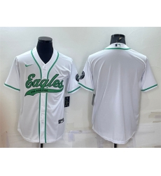 Men Philadelphia Eagles Blank White With Patch Cool Base Stitched Baseball Jersey