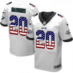 Mens Nike Philadelphia Eagles 20 Brian Dawkins Elite White Road USA Flag Fashion NFL Jersey