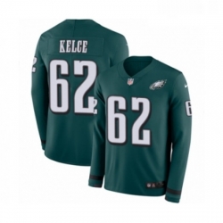 Mens Nike Philadelphia Eagles 62 Jason Kelce Limited Green Therma Long Sleeve NFL Jersey