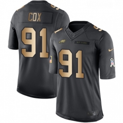 Mens Nike Philadelphia Eagles 91 Fletcher Cox Limited BlackGold Salute to Service NFL Jersey