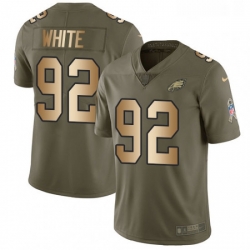 Mens Nike Philadelphia Eagles 92 Reggie White Limited OliveGold 2017 Salute to Service NFL Jersey