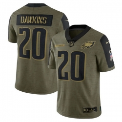 Men's Philadelphia Eagles Brian Dawkins Nike Olive 2021 Salute To Service Retired Player Limited Jersey