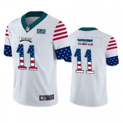 Nike Eagles 11 Carson Wentz White USA Flag Fashion Limited Jersey