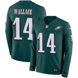 Nike Eagles #14 Mike Wallace Midnight Green Team Color Men Stitched NFL Limited Therma Long Sleeve Jersey