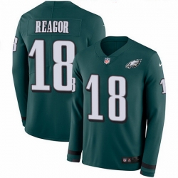 Nike Eagles 18 Jalen Reagor Green Team Color Men Stitched NFL Limited Therma Long Sleeve Jersey