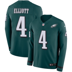 Nike Eagles #4 Jake Elliott Midnight Green Team Color Men Stitched NFL Limited Therma Long Sleeve Jersey