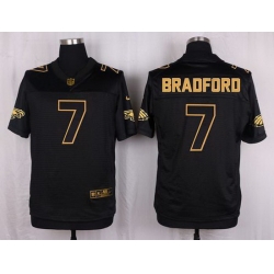 Nike Eagles #7 Sam Bradford Black Mens Stitched NFL Elite Pro Line Gold Collection Jersey