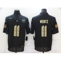 Nike Philadelphia Eagles 11 Carson Wentz Black Camo 2020 Salute To Service Limited Jersey