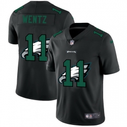 Philadelphia Eagles 11 Carson Wentz Men Nike Team Logo Dual Overlap Limited NFL Jersey Black