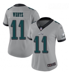 Eagles #11 Carson Wentz Silver Women Stitched Football Limited Inverted Legend Jersey