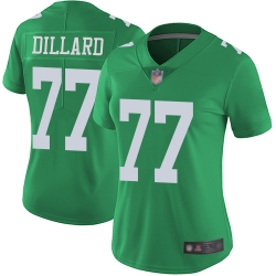 Eagles 77 Andre Dillard Green Women Stitched Football Limited Rush Jersey