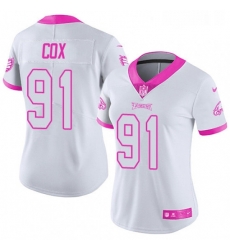 Womens Nike Philadelphia Eagles 91 Fletcher Cox Limited WhitePink Rush Fashion NFL Jersey