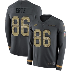 Nike Eagles #86 Zach Ertz Anthracite Salute to Service Youth Long Sleeve Jersey Stitched NFL