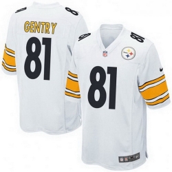 Men Nike 81 Zach Gentry Pittsburgh Steelers Game White Jersey