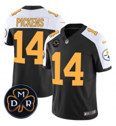 Men Pittsburgh Steelers 14 George Pickens Black F U S E  DMR Patch Untouchable Limited Stitched Football Jersey
