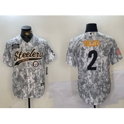 Men Pittsburgh Steelers 2 Justin Fields 2024 Arctic Camo Salute To Service Stitched Baseball Jersey 1