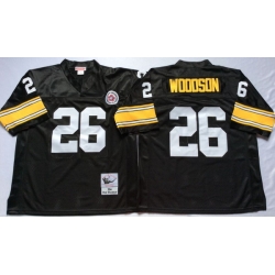 Men Pittsburgh Steelers 26 Rod Woodson Black M&N Throwback Jersey