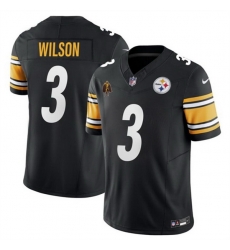 Men Pittsburgh Steelers 3 Russell Wilson Black F U S E  With Walter Payton Patch Vapor Untouchable Limited Stitched Jersey