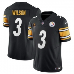 Men Pittsburgh Steelers 3 Russell Wilson Black F U S E  With Walter Payton Patch Vapor Untouchable Limited Stitched Jersey