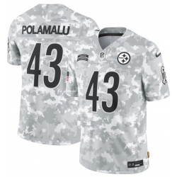 Men Pittsburgh Steelers 43 Troy Polamalu 2024 Arctic Camo Salute To Service Limited Stitched Football Jersey