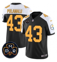 Men Pittsburgh Steelers 43 Troy Polamalu Black F U S E  DMR Patch Untouchable Limited Stitched Football Jersey