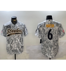 Men Pittsburgh Steelers 6 2024 Arctic Camo Salute To Service Stitched Baseball Jersey