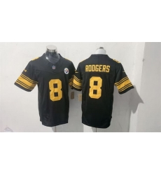 Men Pittsburgh Steelers  8 Aaron Rodgers Black F U S E  Color Rush Vapor Limited Stitched Football Jersey
