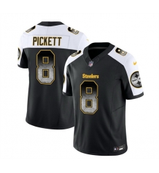 Men Pittsburgh Steelers 8 Kenny Pickett Black White 2023 F U S E  Smoke Vapor Untouchable Limited Stitched Jersey