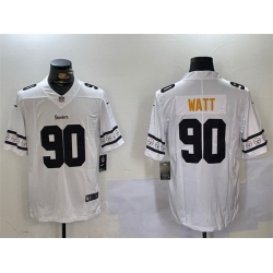 Men Pittsburgh Steelers 90 T J Watt White 2019 Team Logo Cool Edition Stitched Jersey