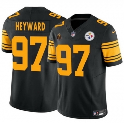 Men Pittsburgh Steelers 97 Cameron Heyward Black F U S E  With Walter Payton Patch Color Rush Limited Stitched Jersey