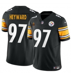 Men Pittsburgh Steelers 97 Cameron Heyward Black F U S E  With Walter Payton Patch Vapor Untouchable Limited Stitched Jersey