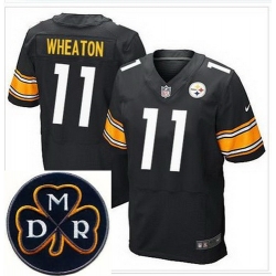 Men's Nike Pittsburgh Steelers #11 Markus Wheaton Black Team Color NFL Elite MDR Dan Rooney Patch Jersey