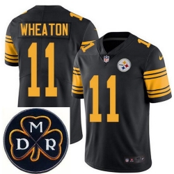 Men's Nike Pittsburgh Steelers #11 Markus Wheaton Elite Black Rush NFL MDR Dan Rooney Patch Jersey