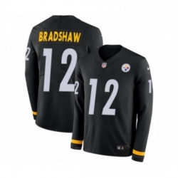 Mens Nike Pittsburgh Steelers 12 Terry Bradshaw Limited Black Therma Long Sleeve NFL Jersey