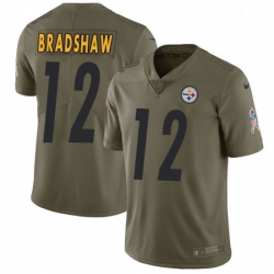 Mens Nike Pittsburgh Steelers 12 Terry Bradshaw Limited Olive 2017 Salute to Service NFL Jersey