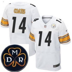 Men's Nike Pittsburgh Steelers #14 Sammie Coates White Stitched NFL Elite MDR Dan Rooney Patch Jersey